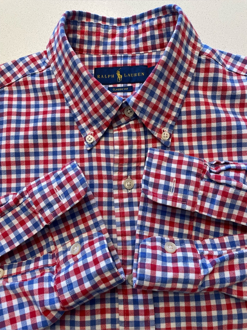 Ralph Lauren - all cotton gingham pattern shirt Size Large